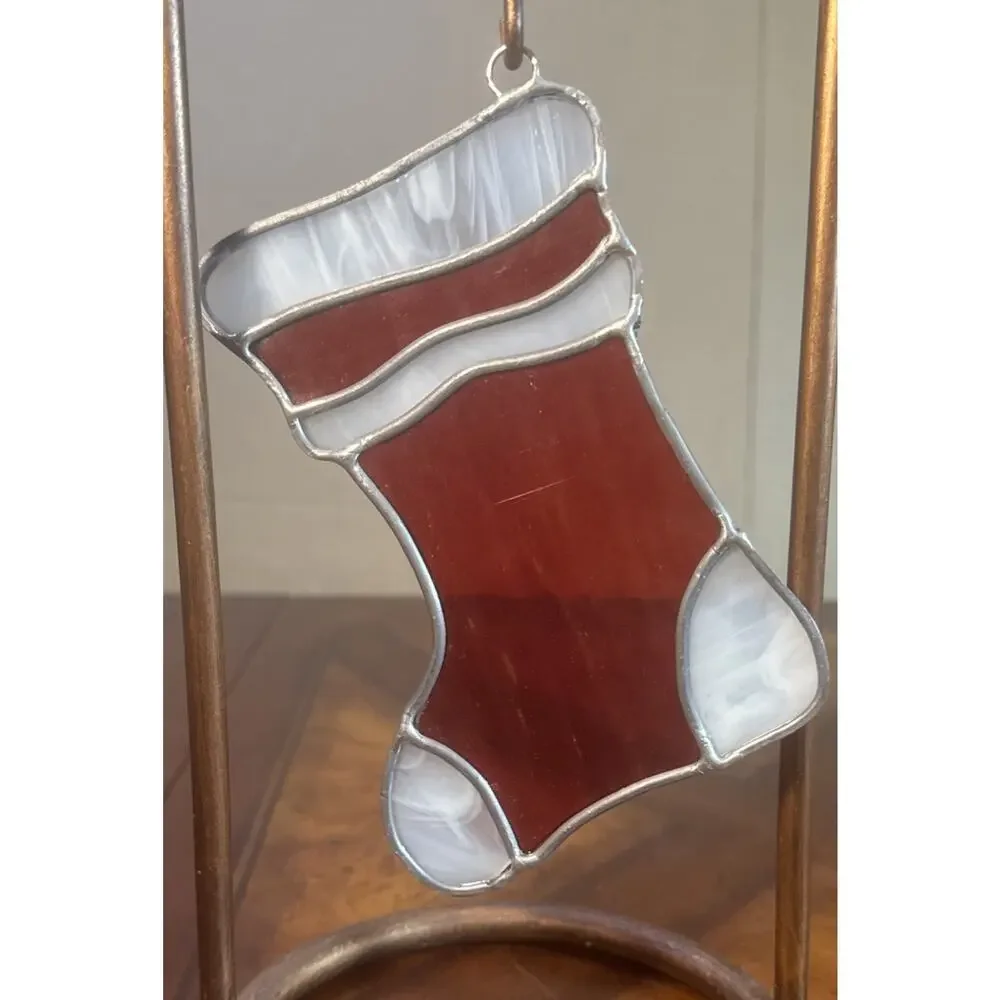 Stained Glass Christmas Angel‎ And Two Stockings